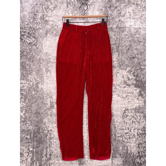 Sies Marjan Pants 0 Womens Red Silk Luxury Corduroy Cinch Back Trouser - Picture 1 of 7